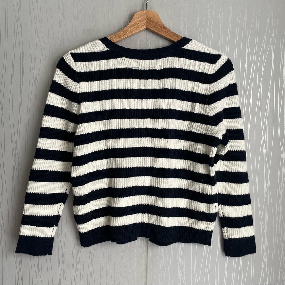 Abercrombie & Fitch Small Sweater Blue/White Striped Button Up Size Large - Picture 5 of 6